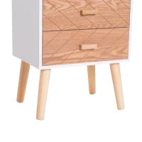 Cassettiera in Legno 4 Cassetti, 40x30x75cm, Bianco e Legno