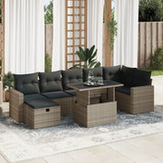 Set Divano da Giardino 8 pz con Cuscini Grigio in Polyrattan 3327830