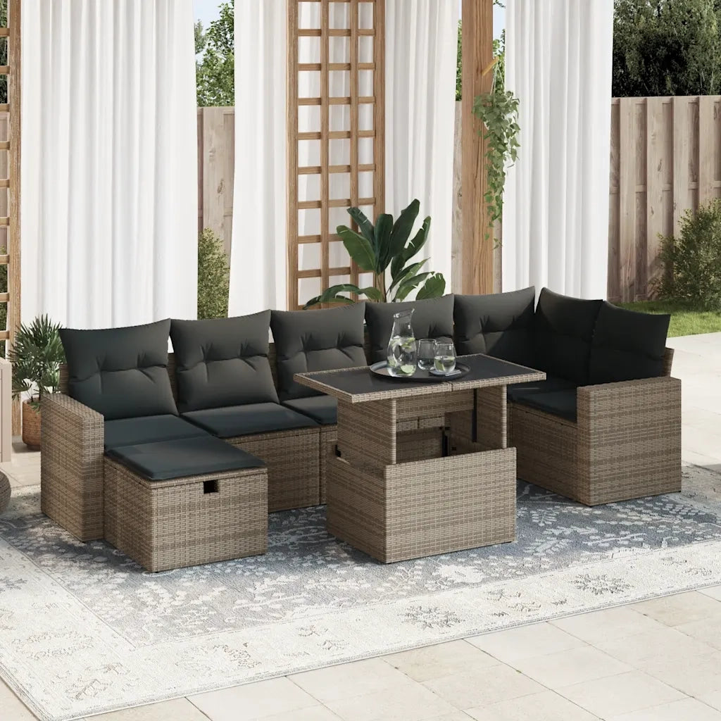Set Divano da Giardino 8 pz con Cuscini Grigio in Polyrattan 3327830