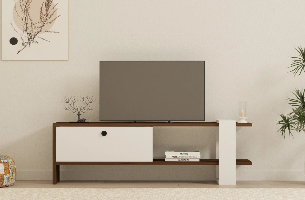 Taurasi, Mobile Porta tv Un'anta, 120x25x37h cm Bianco