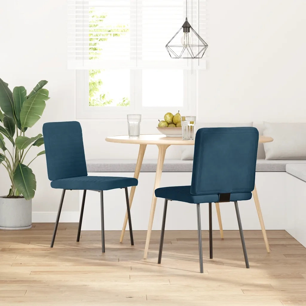 vidaXL Sedie da Pranzo 2 pz Blu in Velluto