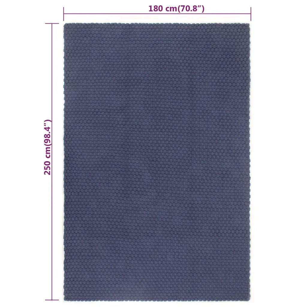 Tappeto del soggiorno | Tappeto Rettangolare Blu Marino 180x250 cm in Cotone