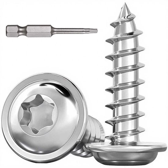 Viti a Torx M5 x 30mm, 30 pezzi, in acciaio inox A2, viti a linza con testa a punta tagliente, con set di viti e chiave a Torx.