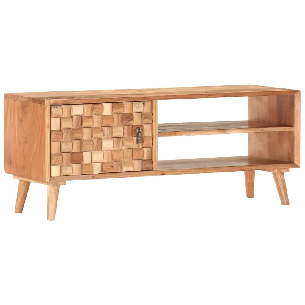 Mobile TV multimediale mensola TV credenza TV per sala da pranzo soggiorno camera da letto 100 x 35 x 40 cm legno massello di acacia marrone 02_0025483