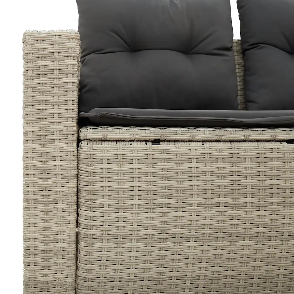 Divano da Giardino con Cuscini 2 Posti Grigio Chiaro Polyrattan