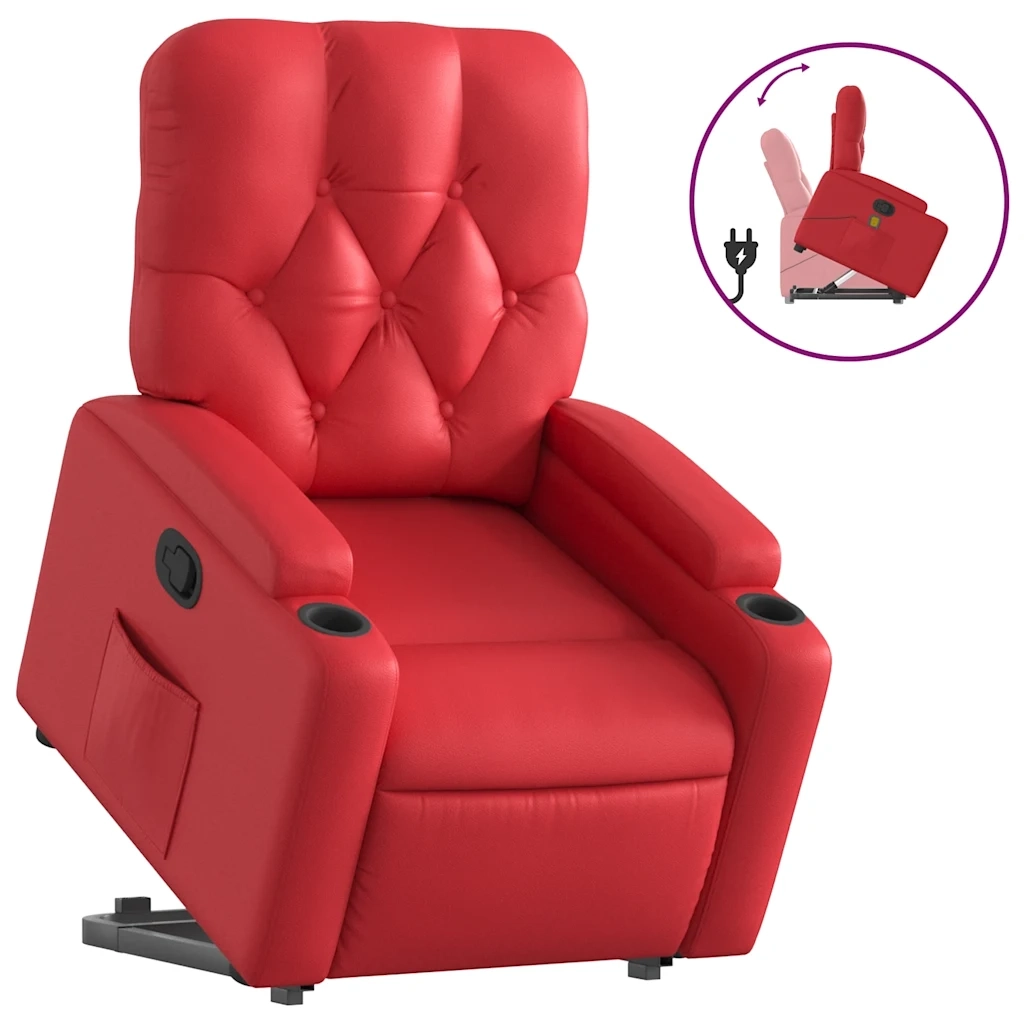 Poltrona Alzapersona Reclinabile Rosso in Similpelle 3204777
