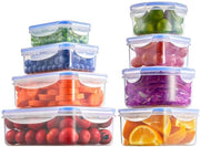 Set di contenitori alimentari con coperchio, set di 8 contenitori in plastica, BPA libero, lavastoviglie, microonde e congelatore resistenti, sovrapposti, trasparenti
