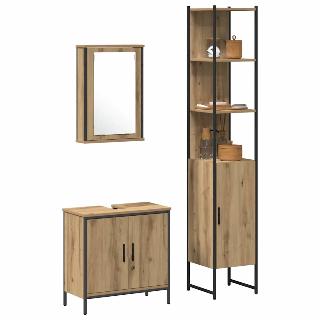 Set di mobili per il bagno 3 pcs Marrone Legno multistrato 3334400