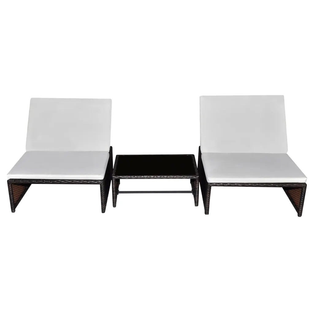 Sedie da Giardino Reclinabili 2 pz con Tavolo Polyrattan 43068