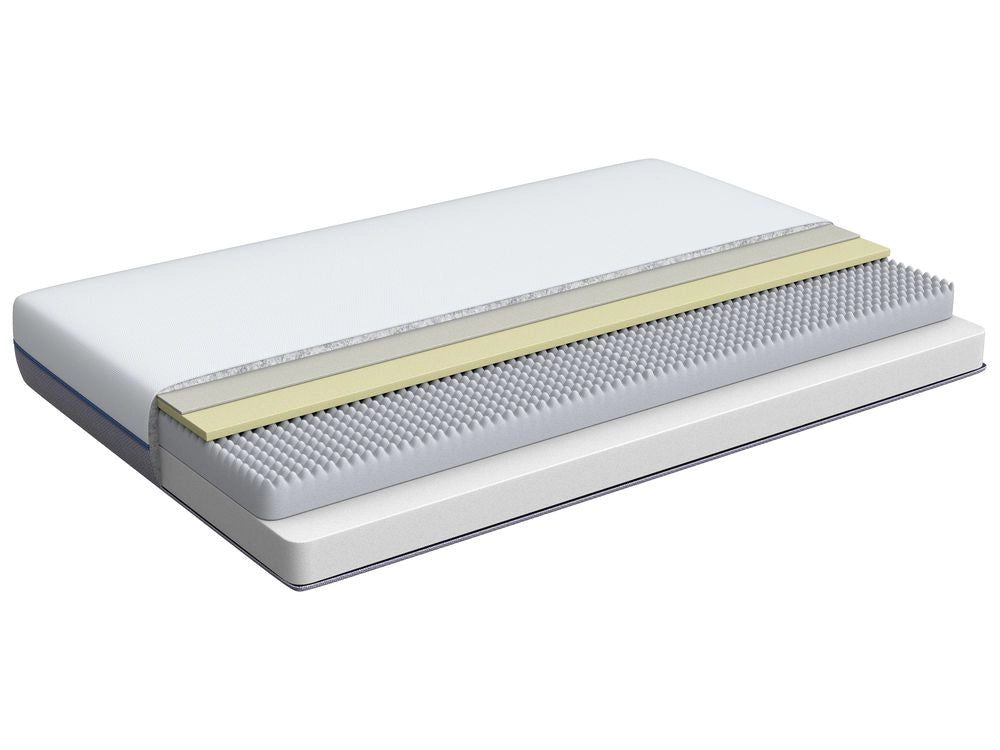 Materasso in Memory Foam Bianco con Tessuto Grigio Duro 80 x 200 cm