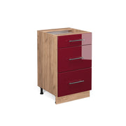 Vicco Mobiletto base per cucina Rosso bordeaux lucido 50 cm senza piano di lavoro