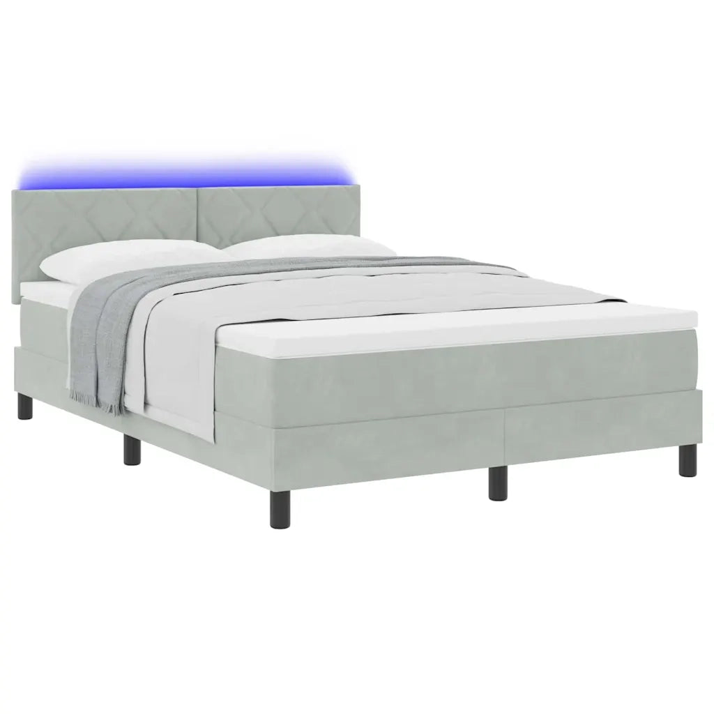 Letto a Sorgente LED Grigio chiaro 160 x 200 cm Velluto 3342728