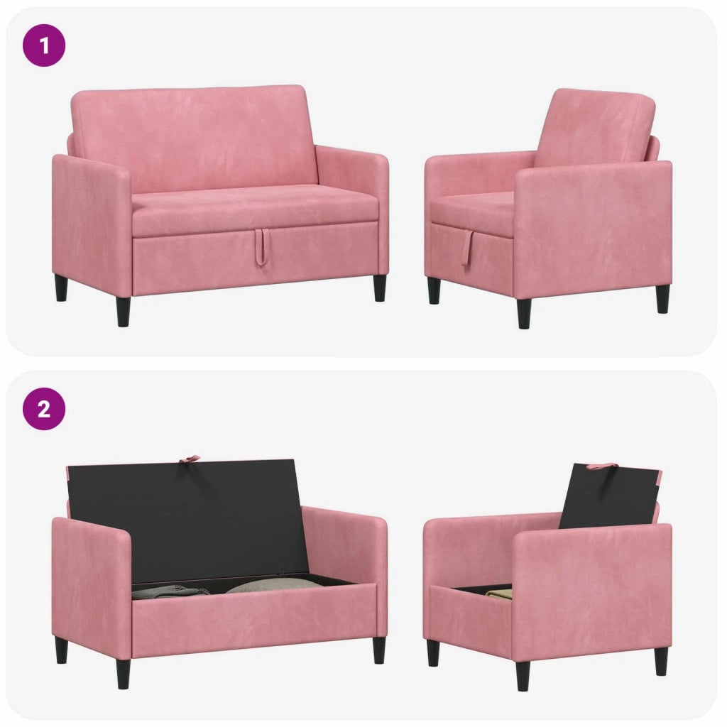 Set di Divani con Storage 2 pz Rosa Poliestere 3429166
