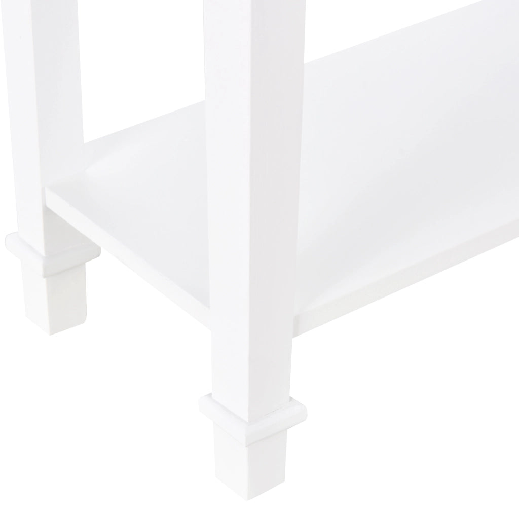 Tavolino da ingresso con 2 ripiani e cassetto ¨C zephmum ¨C 75.6x27.5x80.5 cm Bianco