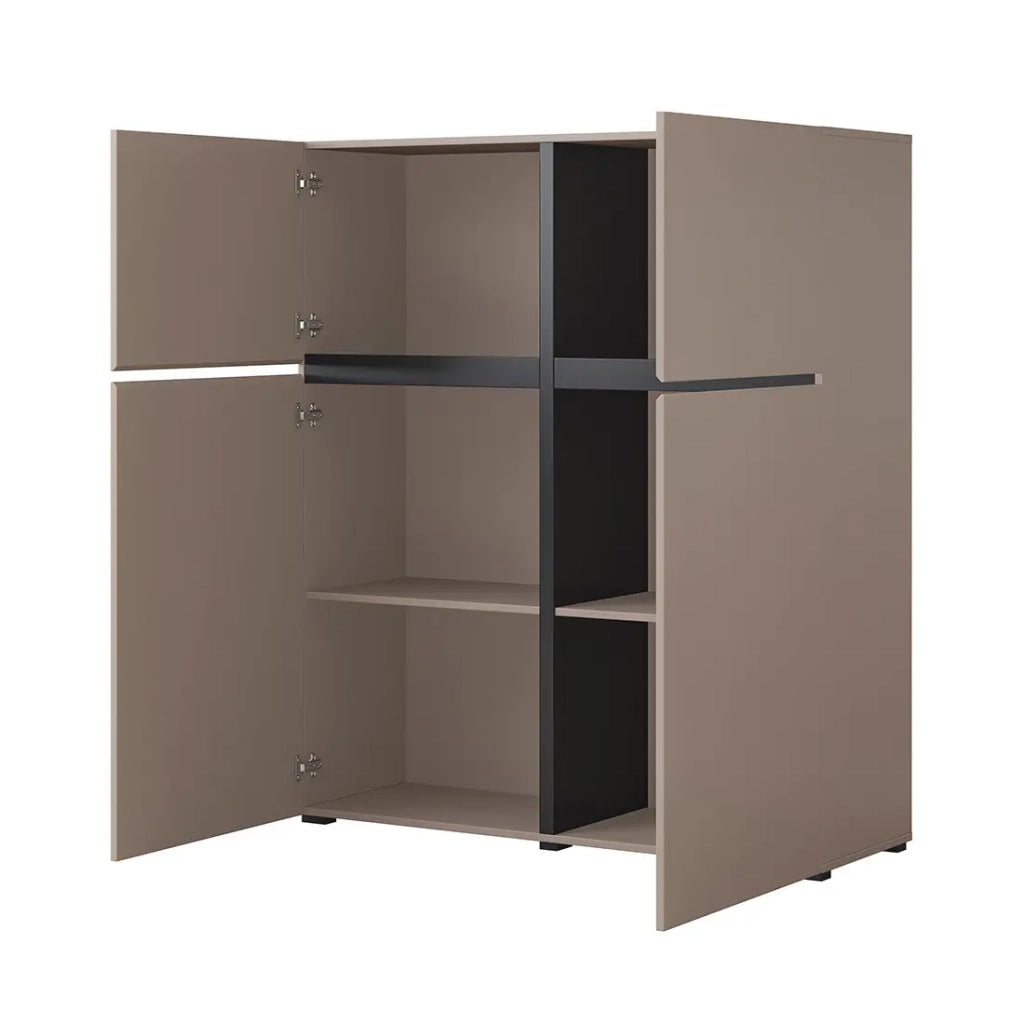 Set di mobili da soggiorno HAVANA – Credenza alta, mobile TV, credenza bassa – Design moderno beige e nero