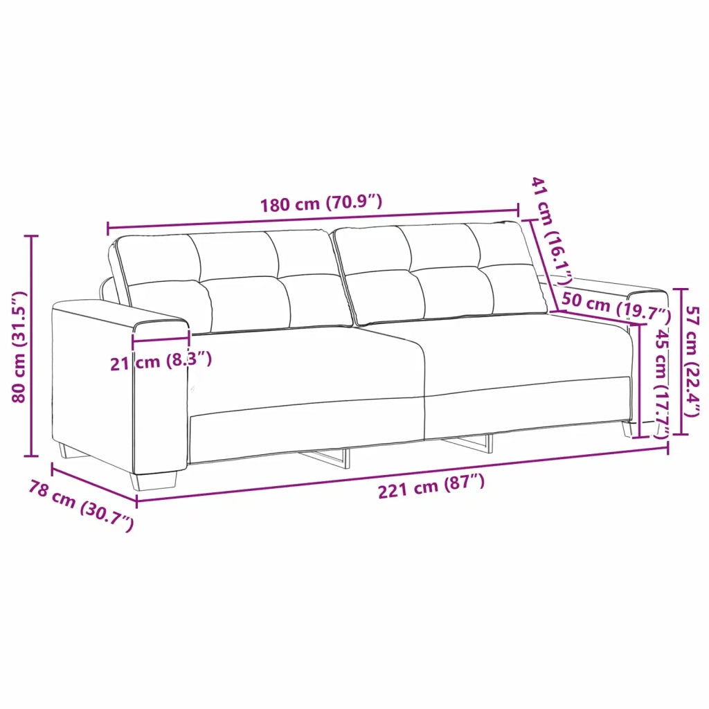 Divano 3-Persone Marrone 220 cm Pelle Scamosciata Sintetica 4105144