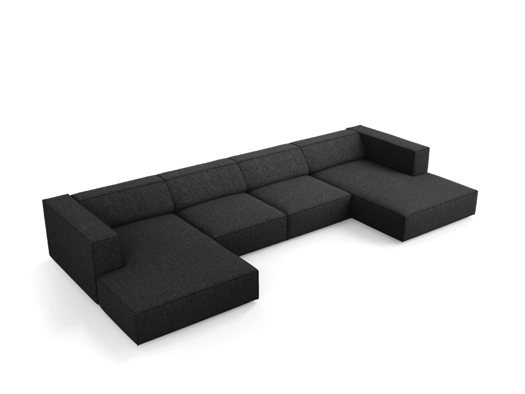 Cosmopolitan Design - Divano panoramico "Arendal" 6 posti in ciniglia nero 