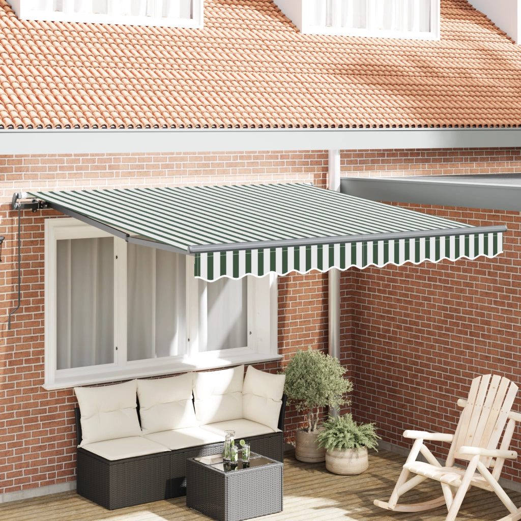 Tenda Retrattile Manuale Verde e Bianca 300x250 cm