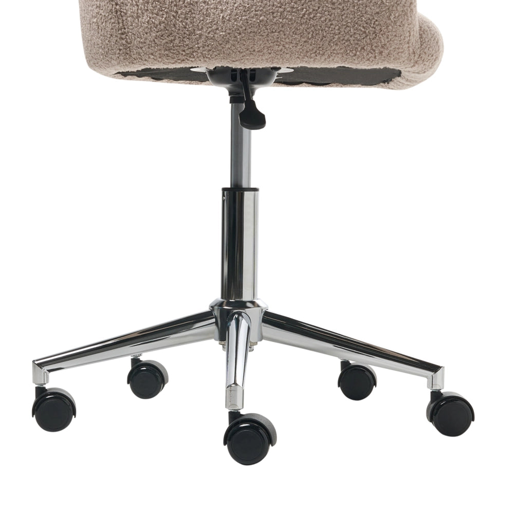 Sedia da ufficio girevole con altezza regolabile in tessuto boucle beige stile moderno retrò ufficio di casa