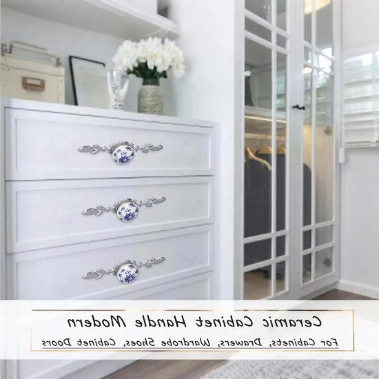 Ladegreppi ceramici a mano - Stile moderno e semplice - Set da 2 pezzi - Porcellana blu scuro e bianca - Grande