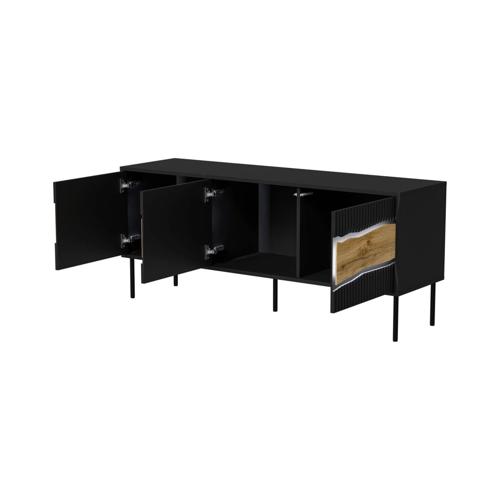 Novolin, Mobile Porta tv un Ripiano, 143.5x40x61.5h cm Nero