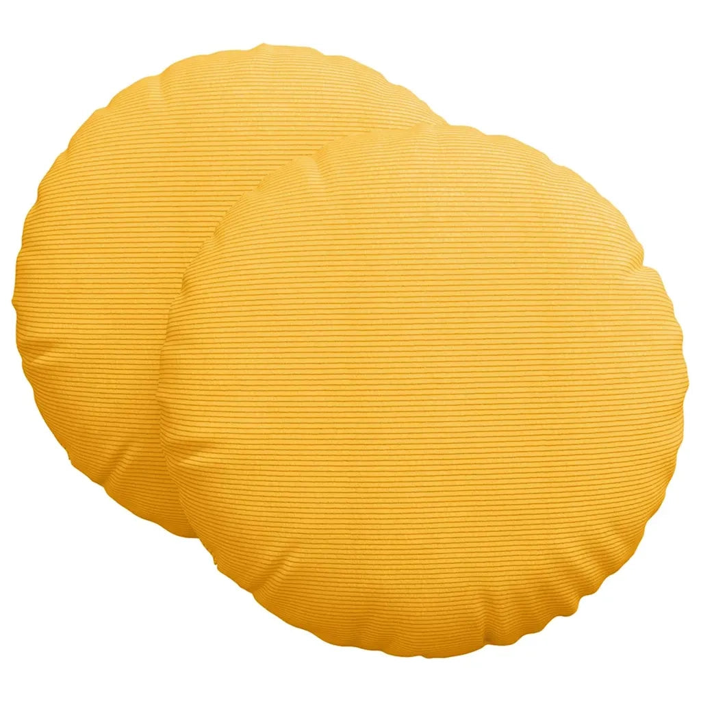 Cuscini per Seduta 2 pcs Giallo Chiaro Ø 80 cm Tessuto in Cords