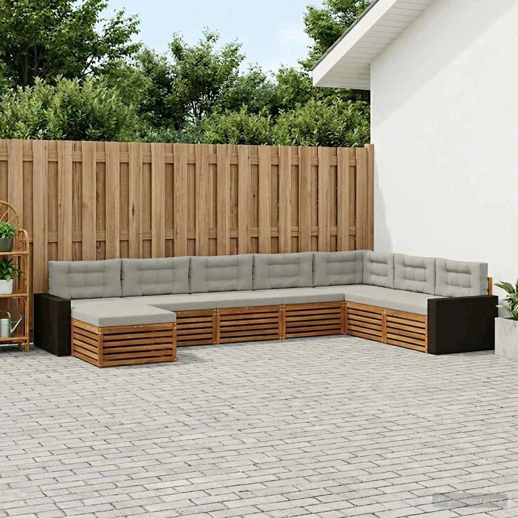 Set di divani da esterno 8 pz Naturale e Grigio Chiaro 3383724
