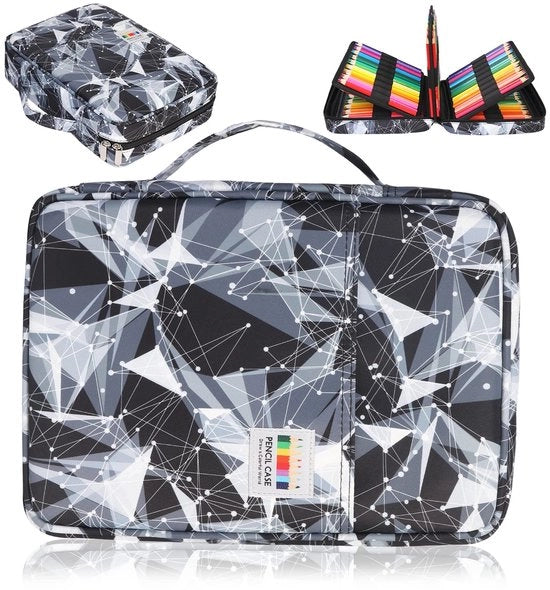Etui Grosso con 220 Scatole, Etui Colorato per Gomme da Sanguigna, Pastelli, Etui per 220 Pastelli Colorati, Gomme da Disegno, Etui per Studenti, Adulti e Artisti (Geometria, Stelle).