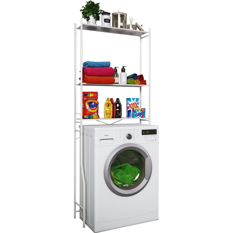 Lavabox Slim – Mobile Coprilavatrice in Metallo Resistente all'Umidità H160×L68×P25 cm Bianco – Per Bagno, Balcone, Lavanderia