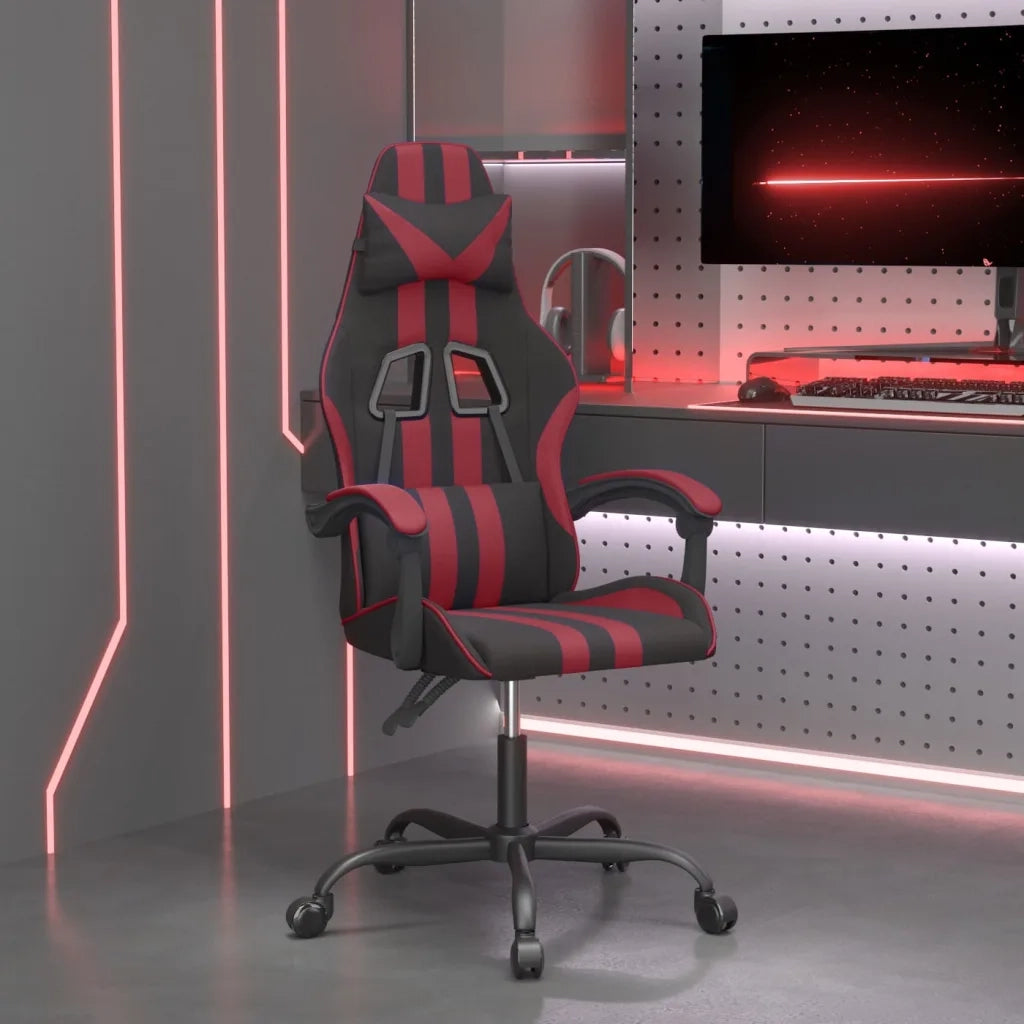Sedia da Gaming Girevole Nero e Rosso Vino in Similpelle cod mxl 78390