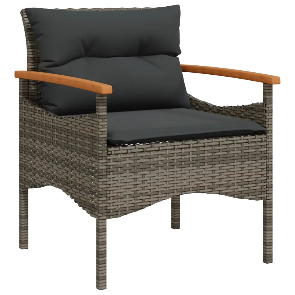 Set Divani da Giardino 3 pz | Set Salotto da Giardino con Cuscini Grigio in Polyrattan