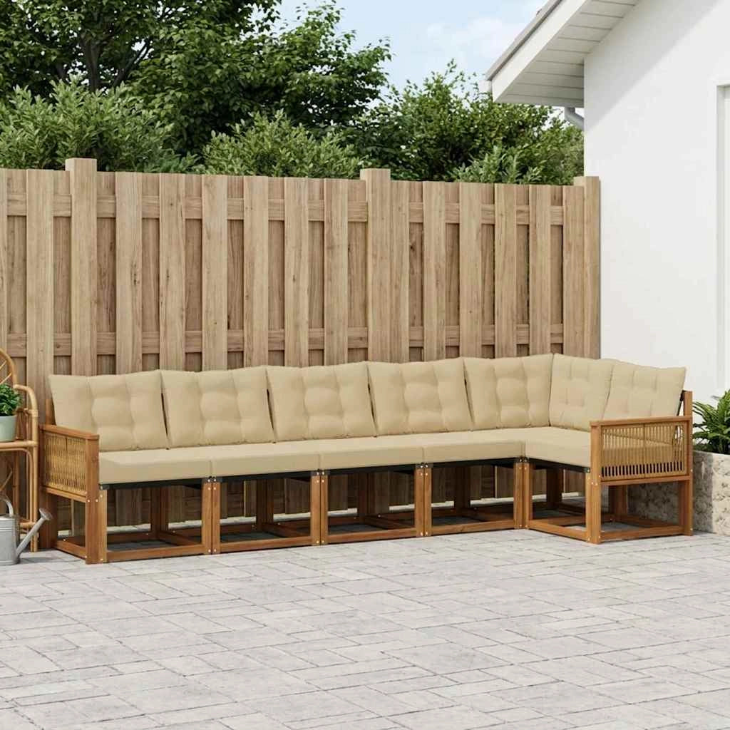 Set di divani da esterno 6 pz Naturale e Beige 3381989