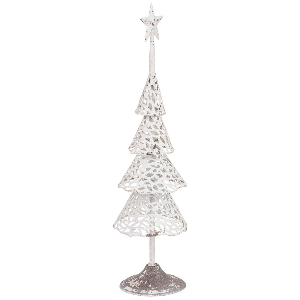 Set di 2 alberi in metallo bianco, 15x15x53 cm e 13x13x45 cm (altezza)