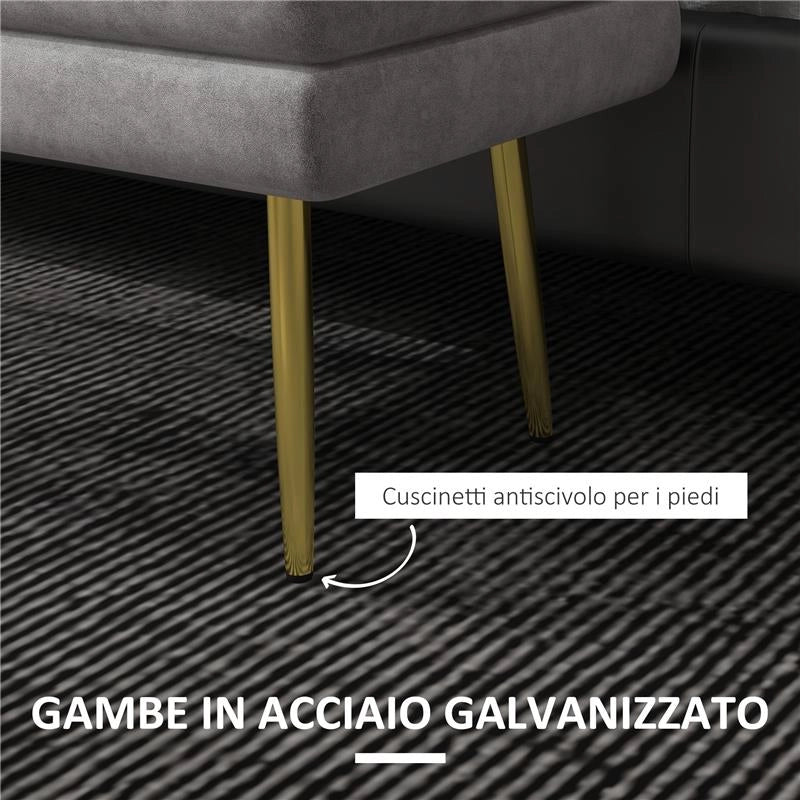 PANCA FONDO LETTO CON SPAZIO PORTAOGGETTI, IN ACCIAIO E POLIESTERE, 79.5X37.5X43 CM, GRIGIA