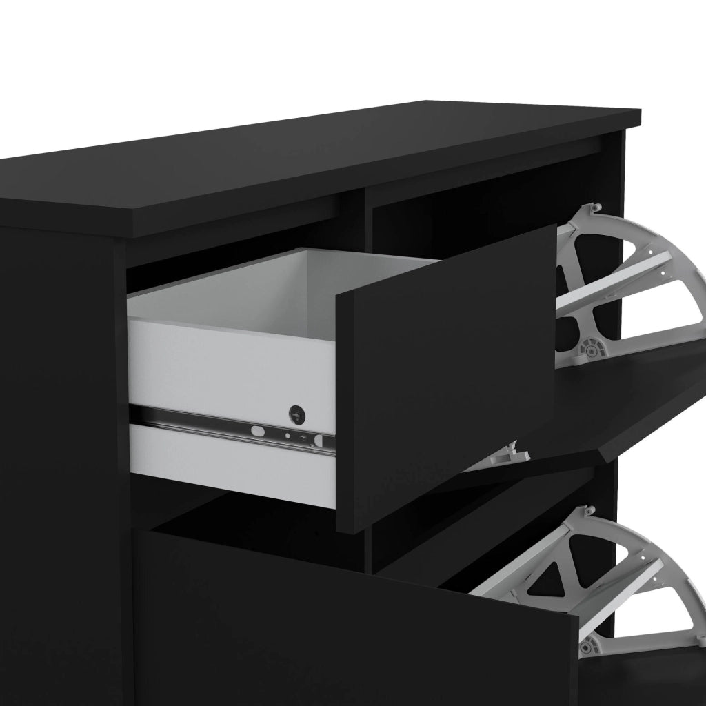 Scarpiera Todd, Mobile portascarpe, Armadio da ingresso multiuso, Mobiletto per calzature, 109x32 h93 cm, Nero