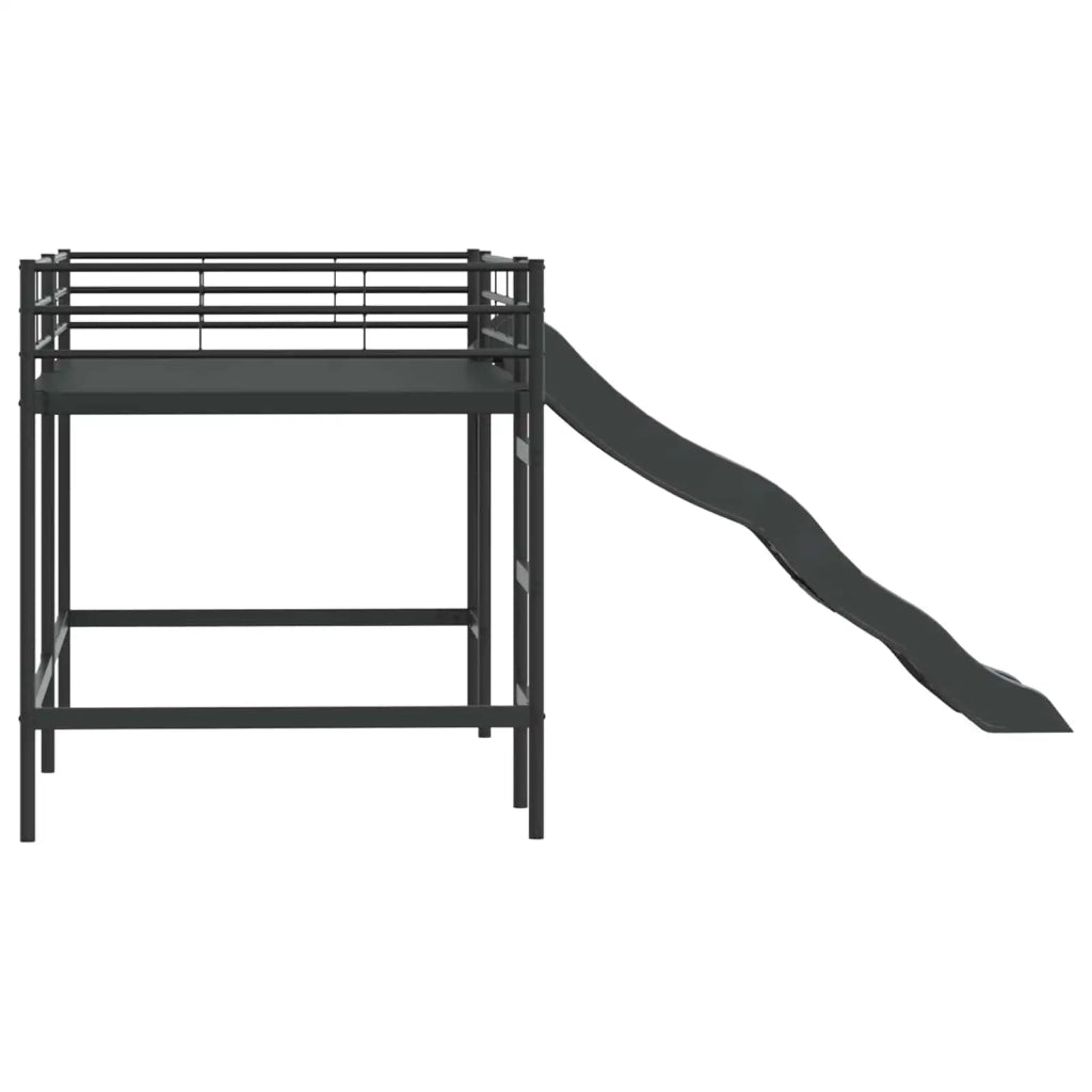 Letto loft per bambini con scivolo Nero e antracite 80 x 200 cm