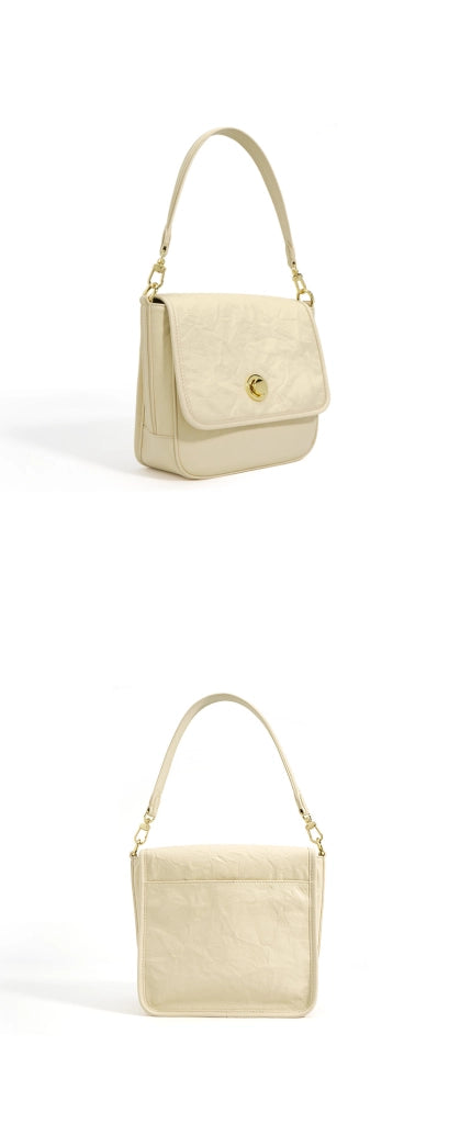 Borsa a tracolla da donna in vera pelle, colore bianco.