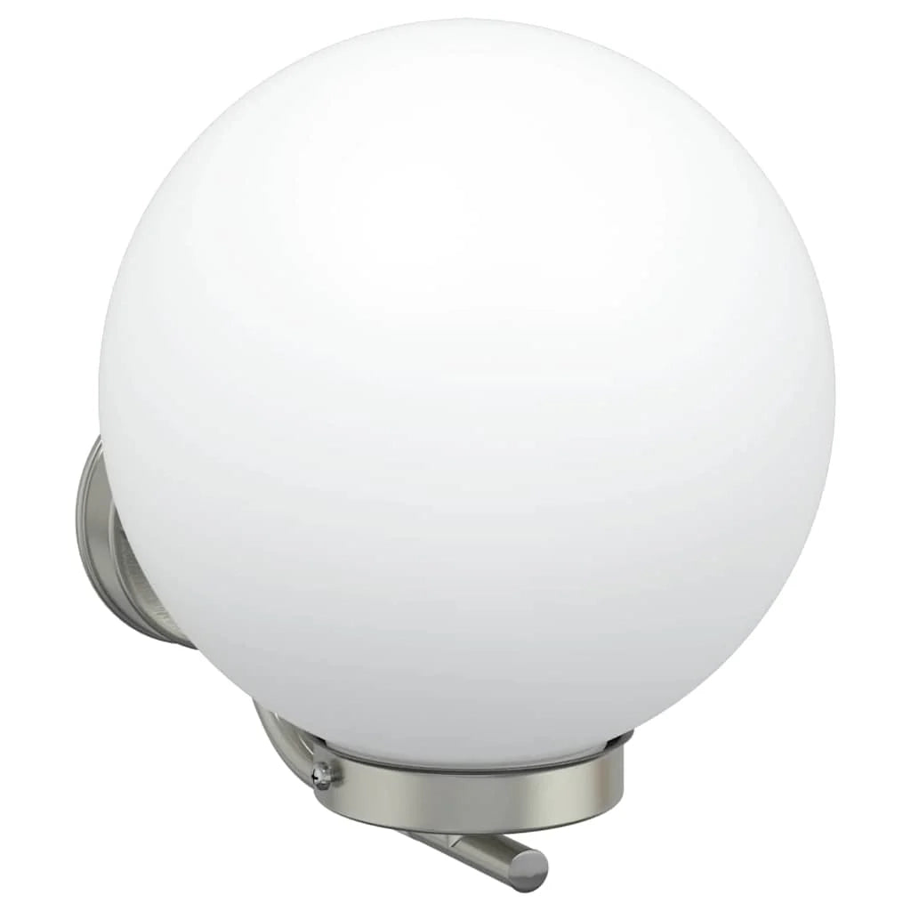 Lampada da parete rotonda resistente per esterni da giardino 29 x 25 x 33 cm acciaio inossidabile argento 02_0056489