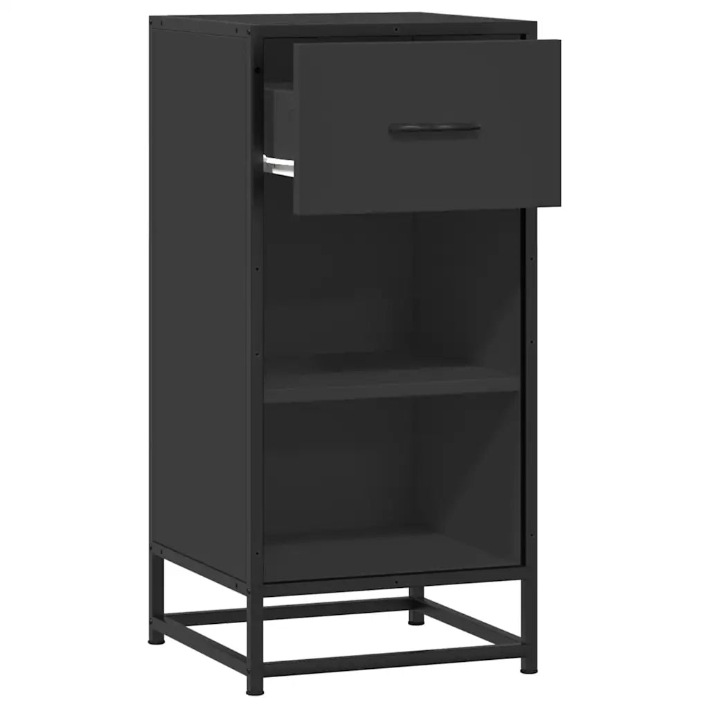 Credenza Rovere Nera 35,5x35x76 cm in Truciolato e Metallo 848954