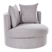 Poltrona Grigio in poliestere con base girevole in ferro Due cuscini sfoderabili Schienale rotondo Soggiorno moderno in stile glam