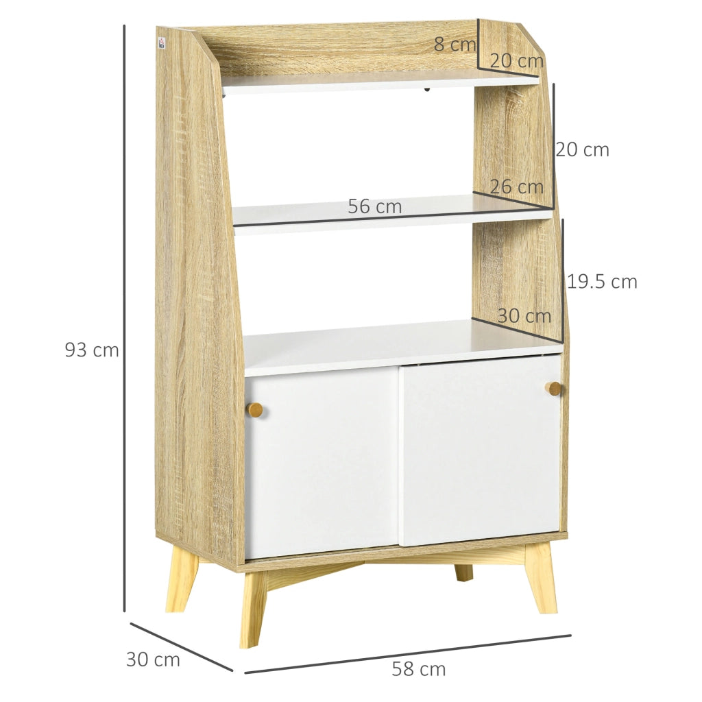 Mobile TV con 2 Ripiani Aperti e Armadietto a 2 Ante ¨C Zephmum ¨C Truciolato e Legno di Pino 58x30x93 cm