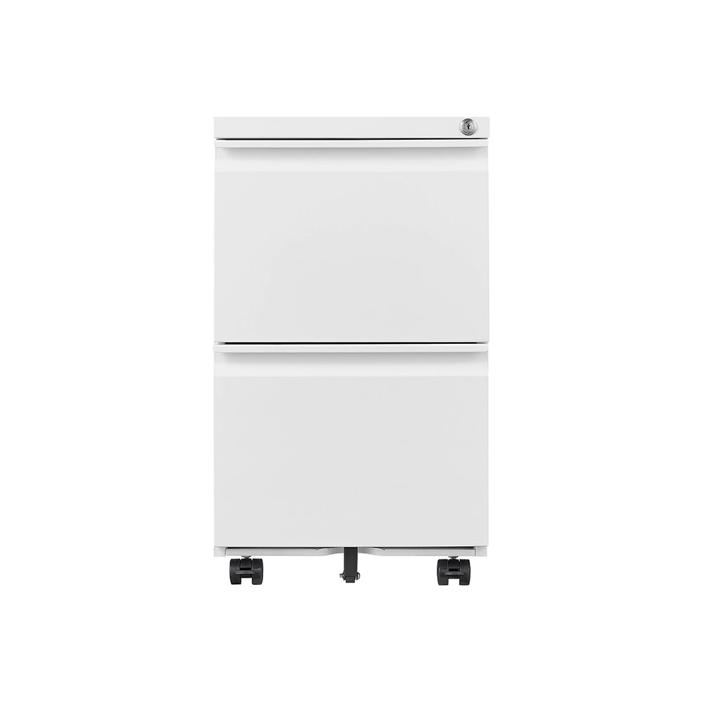 Archivio metallico mobile a 2 cassetti con serratura - Xylo - 25,6 pollici di altezza, bianco