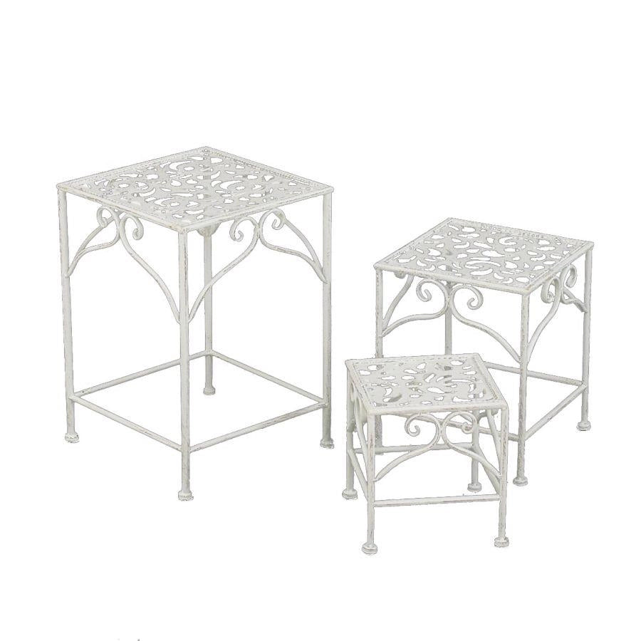 Set 3 Portapiante Quadrati per Giardino e Balcone in Metallo Jessica Bianco