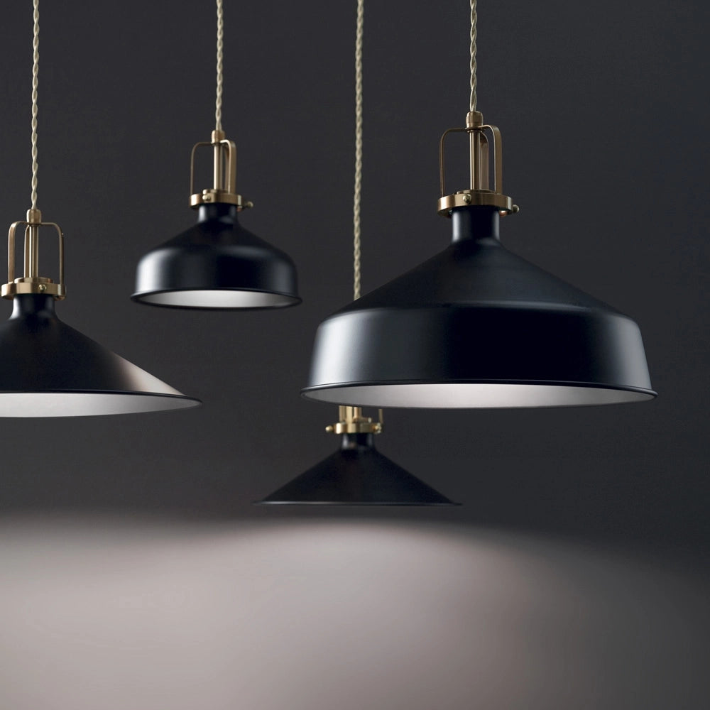 Sospensione Industrial-Minimal Eris-4 Metallo Nero 1 Luce E27