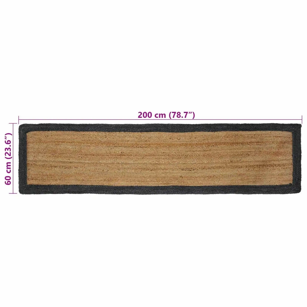 Tappeti per area Naturale e Grigio Scuro 60 x 200 cm Juta