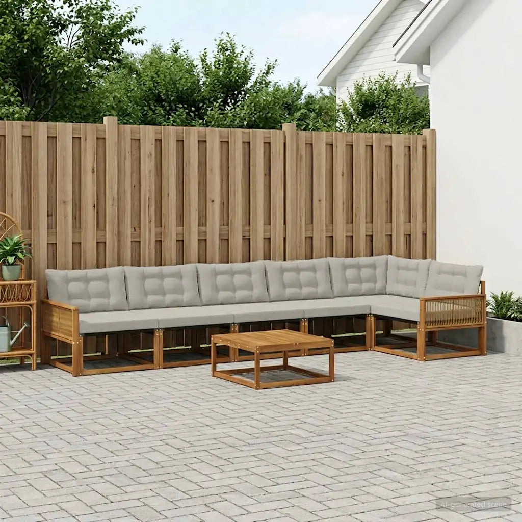 Set di divani da esterno 7 pcs Naturale e Grigio Chiaro 3381475