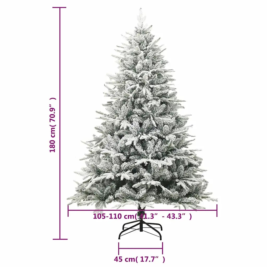 Albero di Natale Artificiale-Decorazioni natalizie con Neve Verde 180 cm PVC e PE