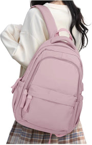 Zaino per Scuola da Donna, Casual, per Ragazze e Ragazzi, con Altoparlante USB e Protezione Acquatica, 14 Pollici, Colore Grigio e Rosso