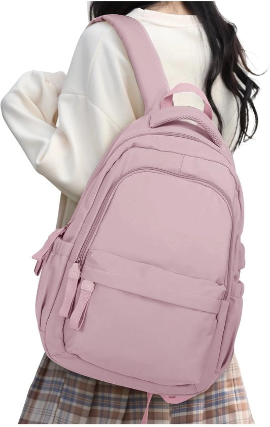 Zaino per Scuola da Donna, Casual, per Ragazze e Ragazzi, con Altoparlante USB e Protezione Acquatica, 14 Pollici, Colore Grigio e Rosso