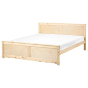 Letto matrimoniale in legno naturale marrone chiaro 160 x 200 cm con testiera in stile scandinavo